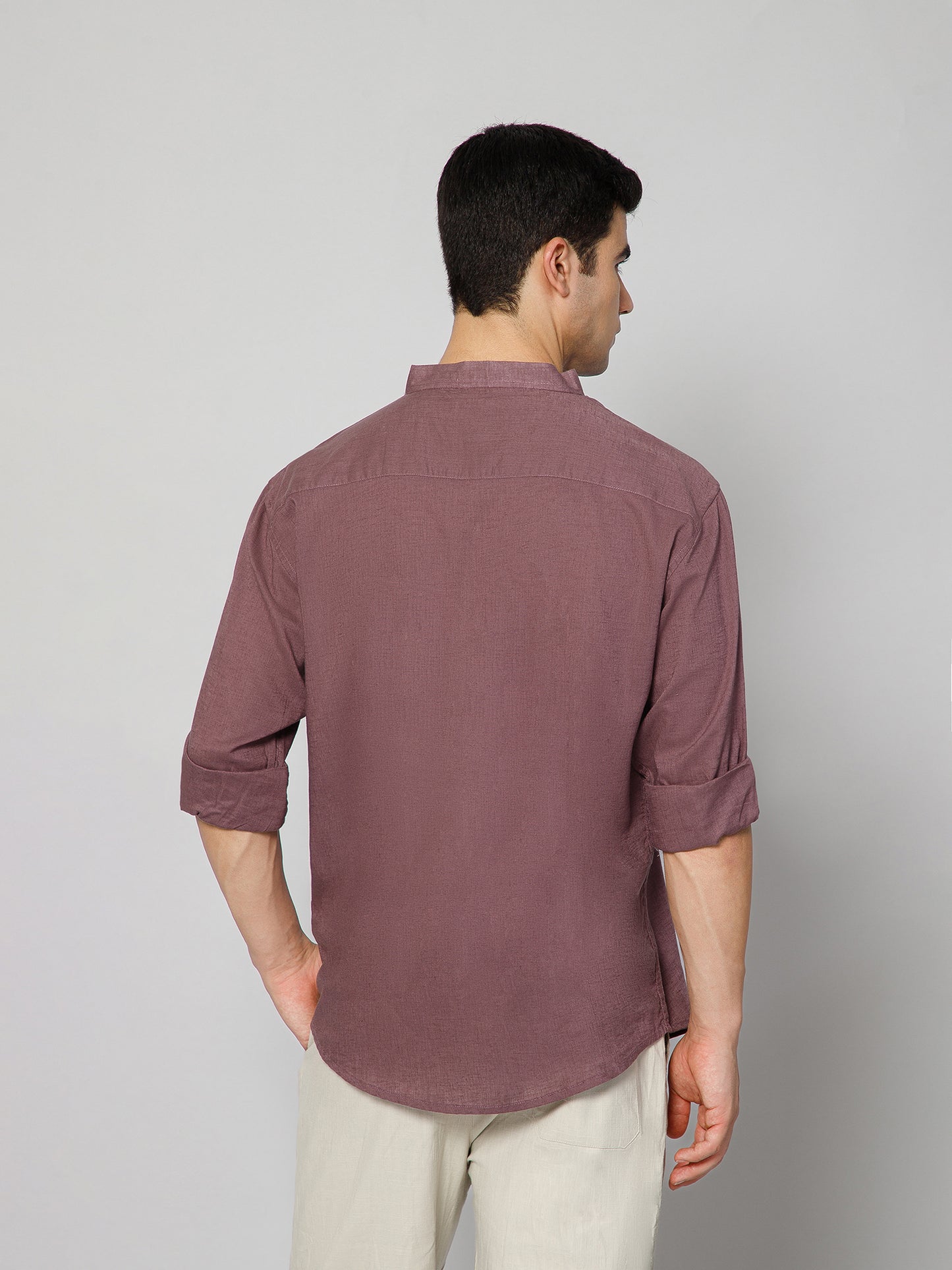 Men’s Purple Mandarian Collar Shirt