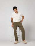 Men’s Olive Green Twill Trousers | Smart Casual Pants