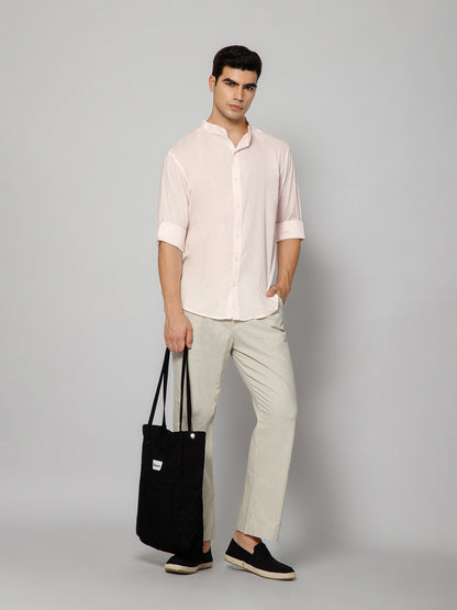 Men’s Pink Mandarian Collar Shirt