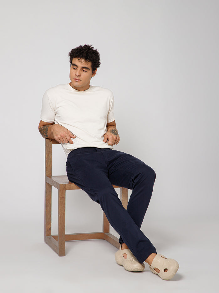 Men’s Navy Blue Twill Trousers | Smart Casual Pants