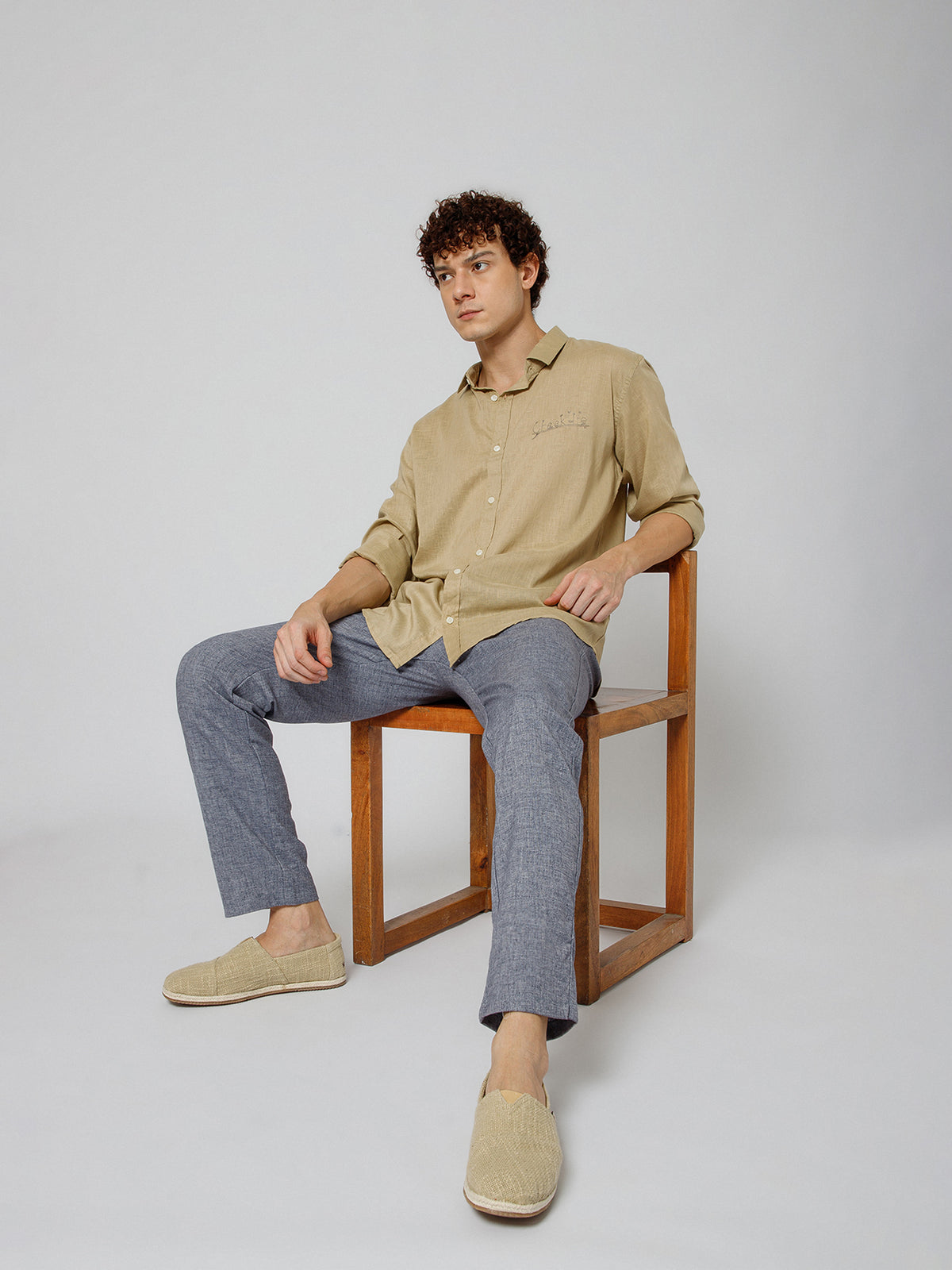 Mykonos Linen Blend Relaxed fit Beige Men's Shirt
