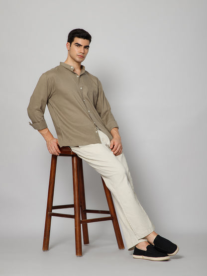 Men’s Khakhi Mandarian Collar Shirt