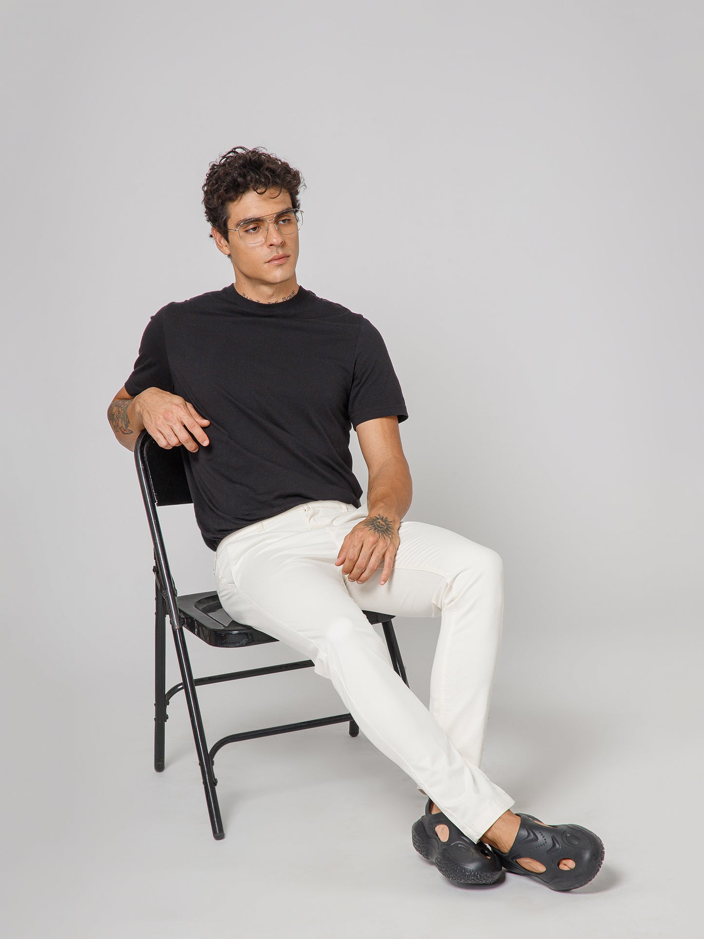 Men’s Off White Twill Trousers | Smart Casual Pants