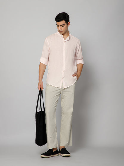 Men’s Pink Mandarian Collar Shirt