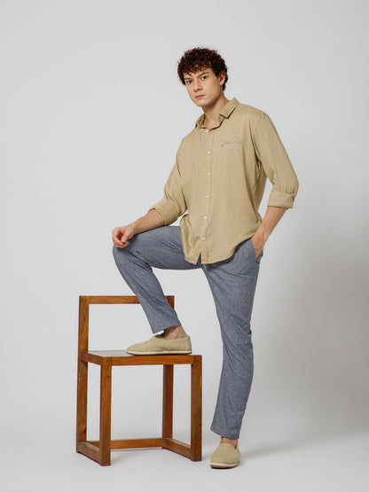 Mykonos Linen Blend Relaxed fit Beige Men's Shirt