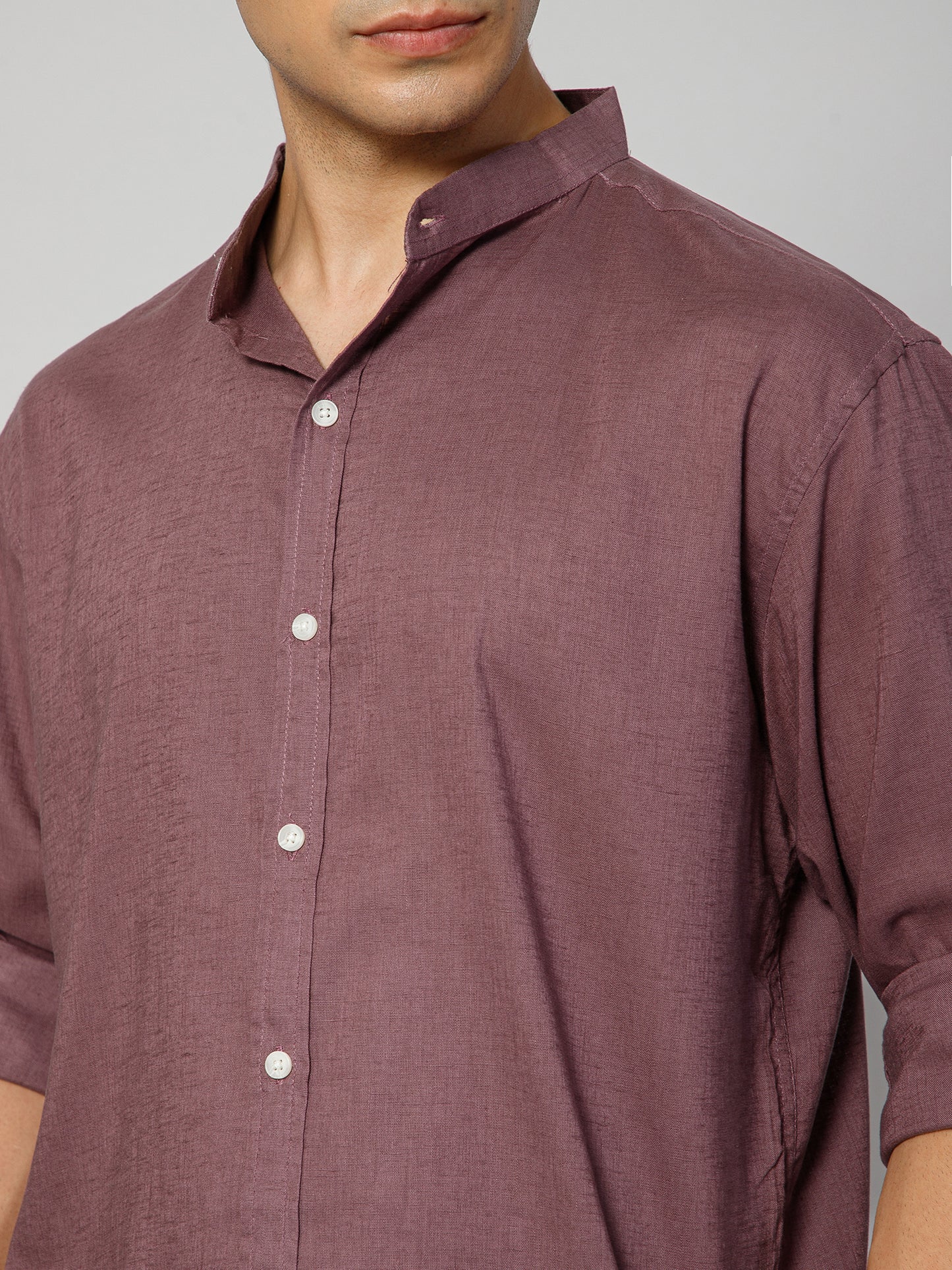 Men’s Purple Mandarian Collar Shirt