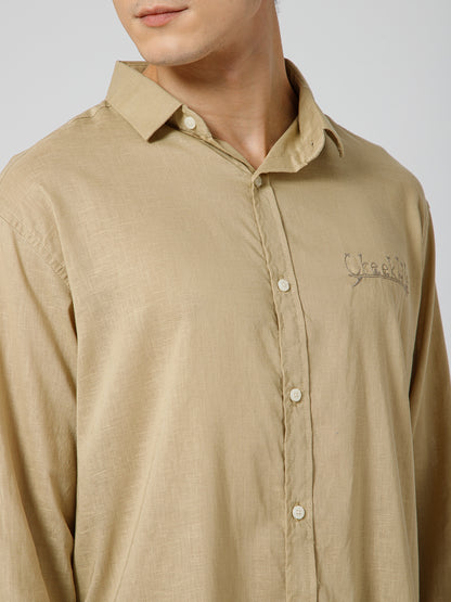 Mykonos Linen Blend Relaxed fit Beige Men's Shirt