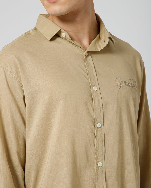 Mykonos Linen Blend Relaxed fit Beige Men's Shirt