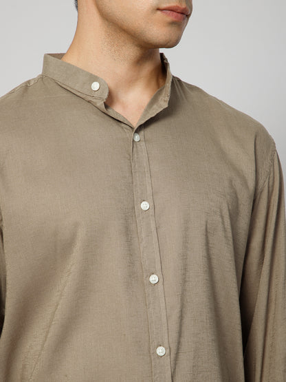 Men’s Khakhi Mandarian Collar Shirt
