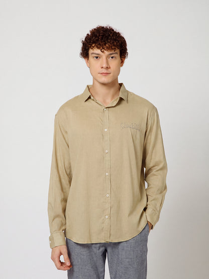 Mykonos Linen Blend Relaxed fit Beige Men's Shirt