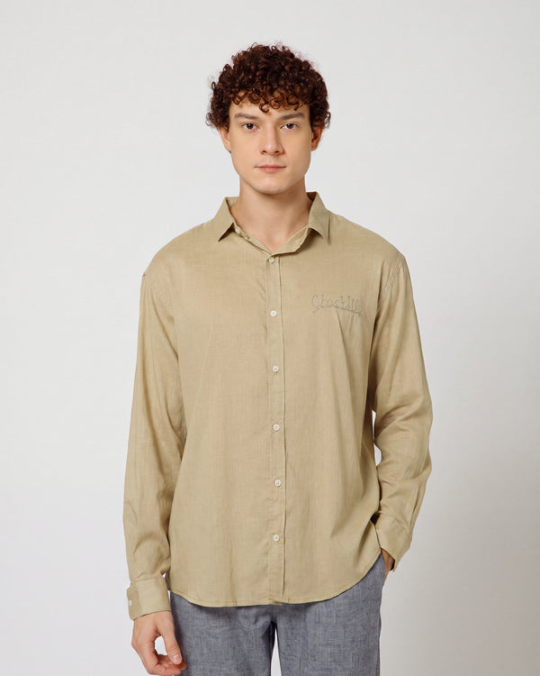 Mykonos Linen Blend Relaxed fit Beige Men's Shirt