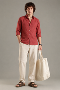 ITALINO RUST  LINEN BLEND RELAXED SHIRT