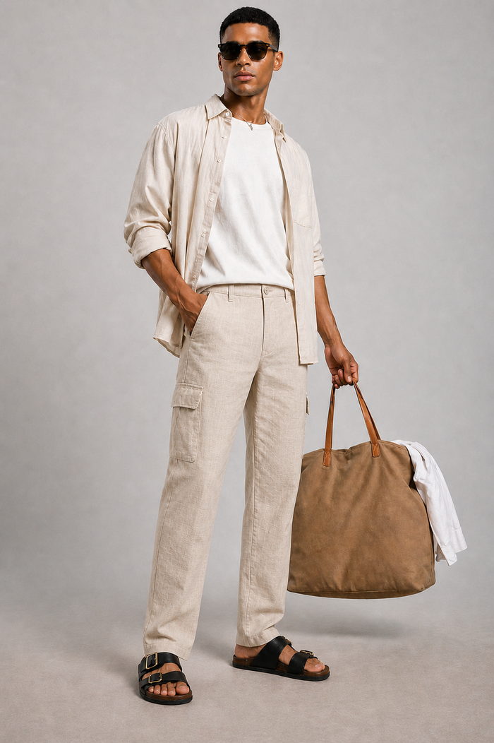 Flynn Cargo Trouser | Off white