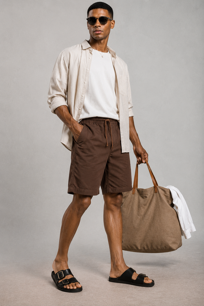 Twill Shorts | Brown