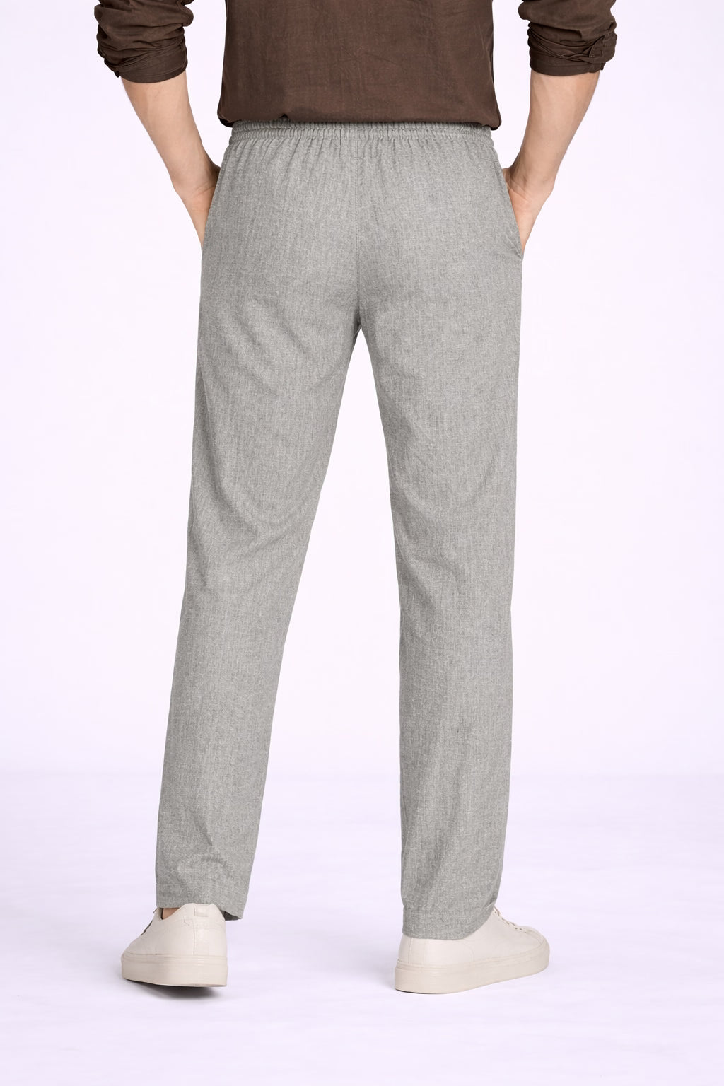 Greenish Brown Cotton Linen Blend Pant For Men