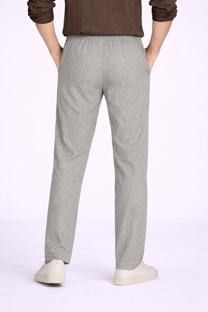 Greenish Brown Cotton Linen Blend Pant For Men