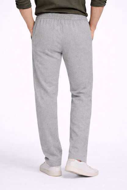 Grey Pure Cotton Linen Blend Pant For Men