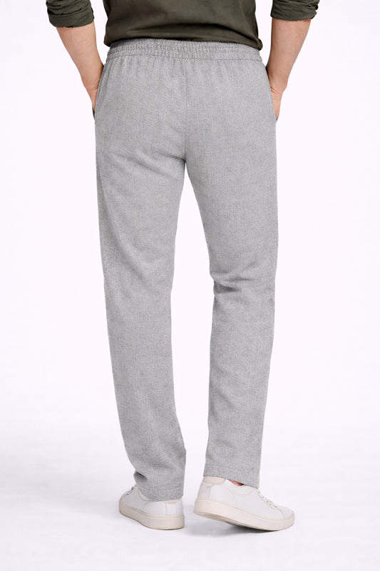 Grey Pure Cotton Linen Blend Pant For Men