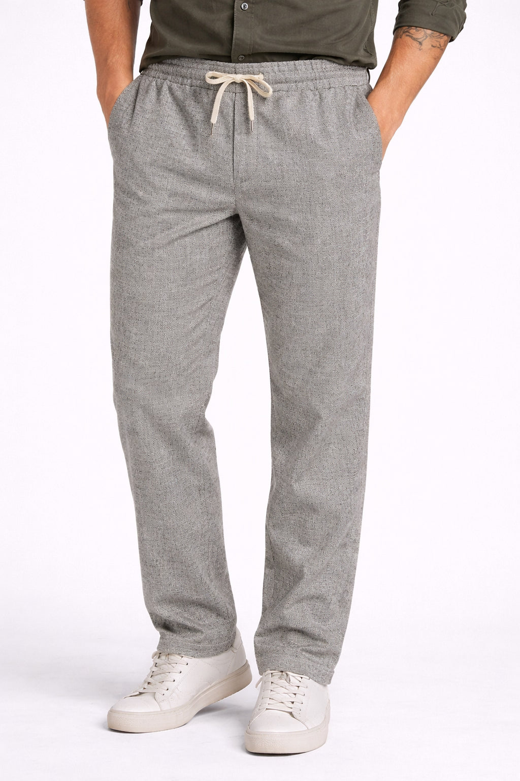 Grey Pure Cotton Linen Blend Pant For Men