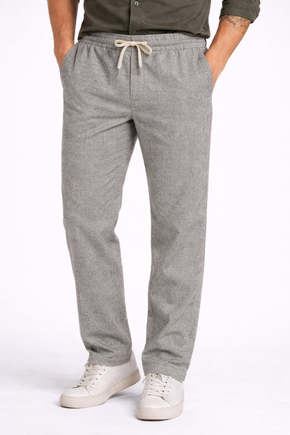 Grey Pure Cotton Linen Blend Pant For Men
