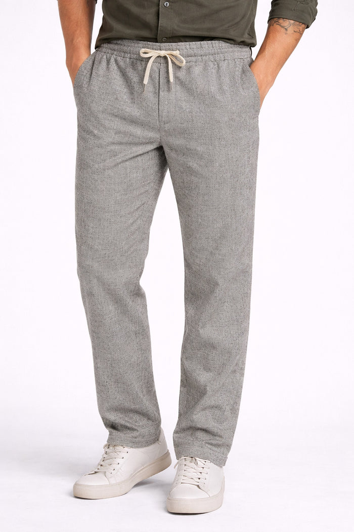 Grey Pure Cotton Linen Blend Pant For Men