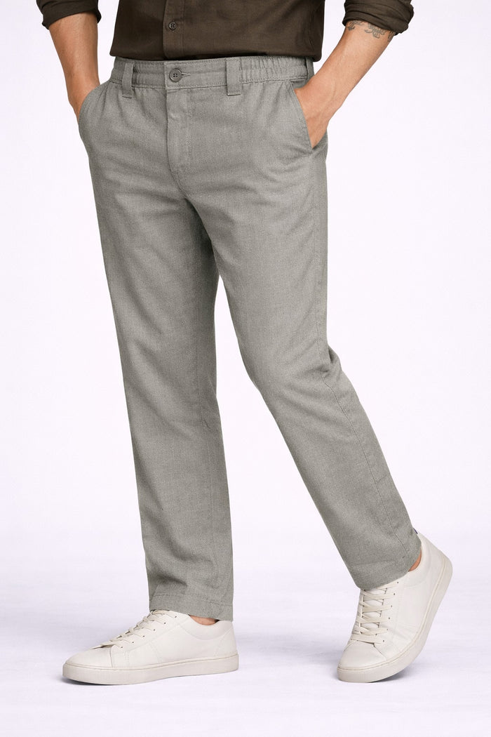 Grey Cotton Linen Trousers for Men