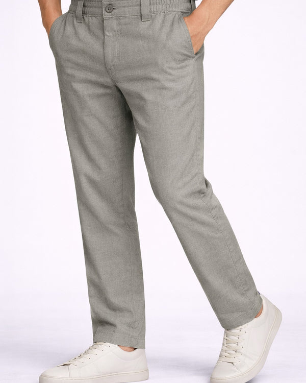 Grey Cotton Linen Trousers for Men
