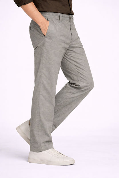 Grey Cotton Linen Trousers for Men