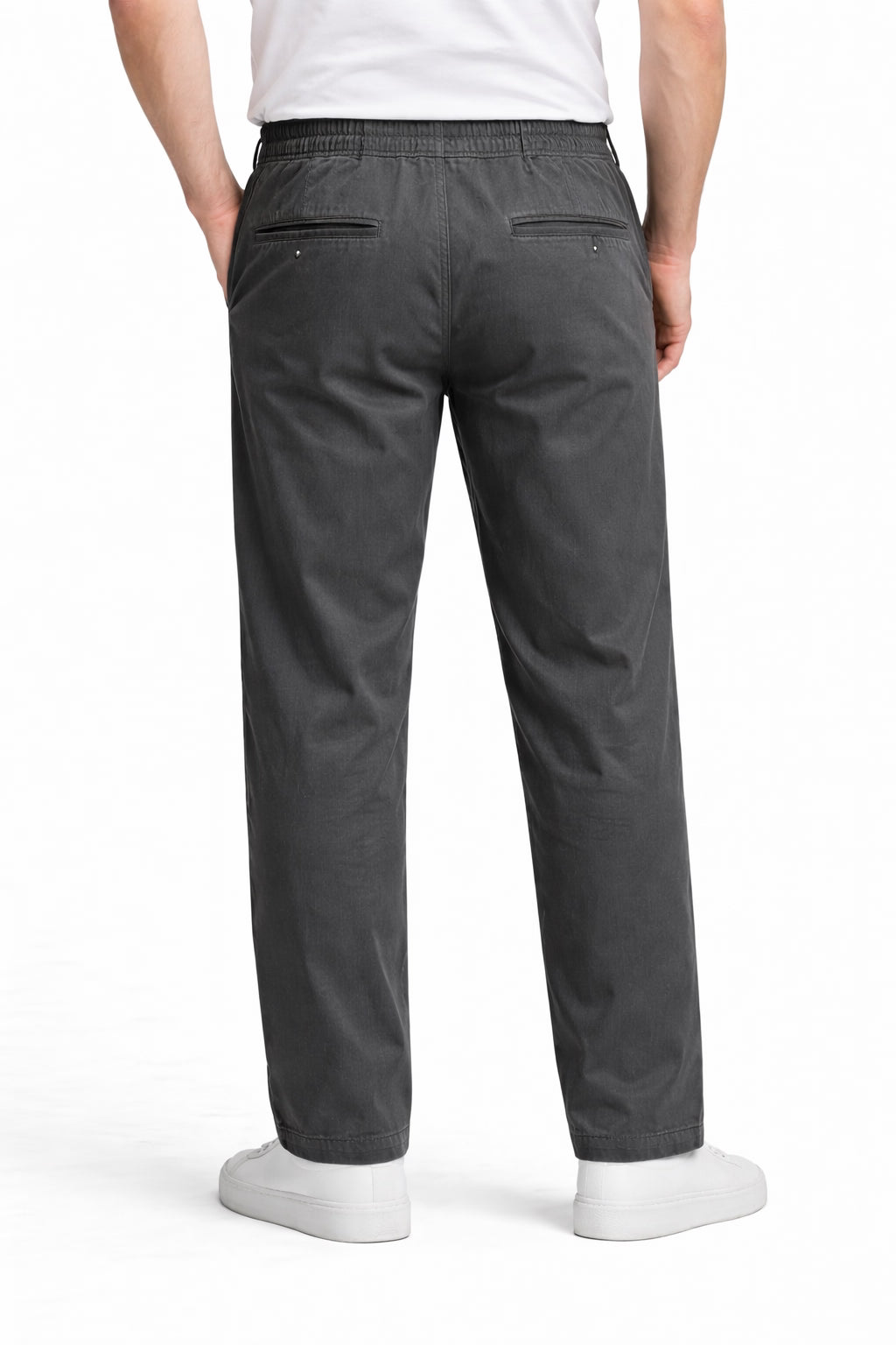 Men’s Dark Grey Twill Trousers | Smart Casual Pants