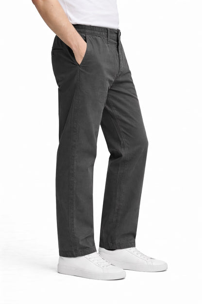 Men’s Dark Grey Twill Trousers | Smart Casual Pants