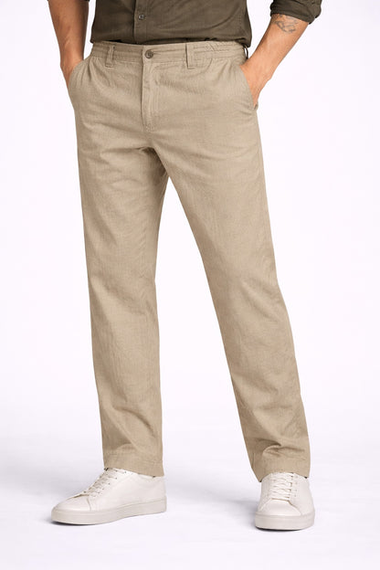 Khakhi Cotton Linen Trousers for Men