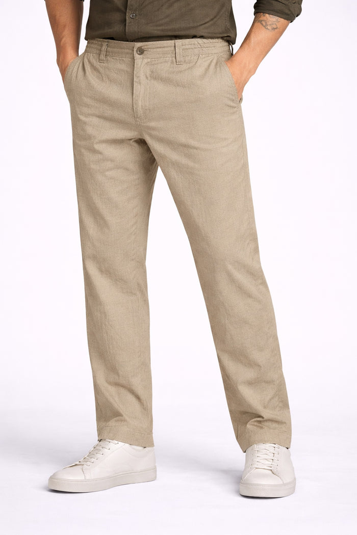 Khakhi Cotton Linen Trousers for Men