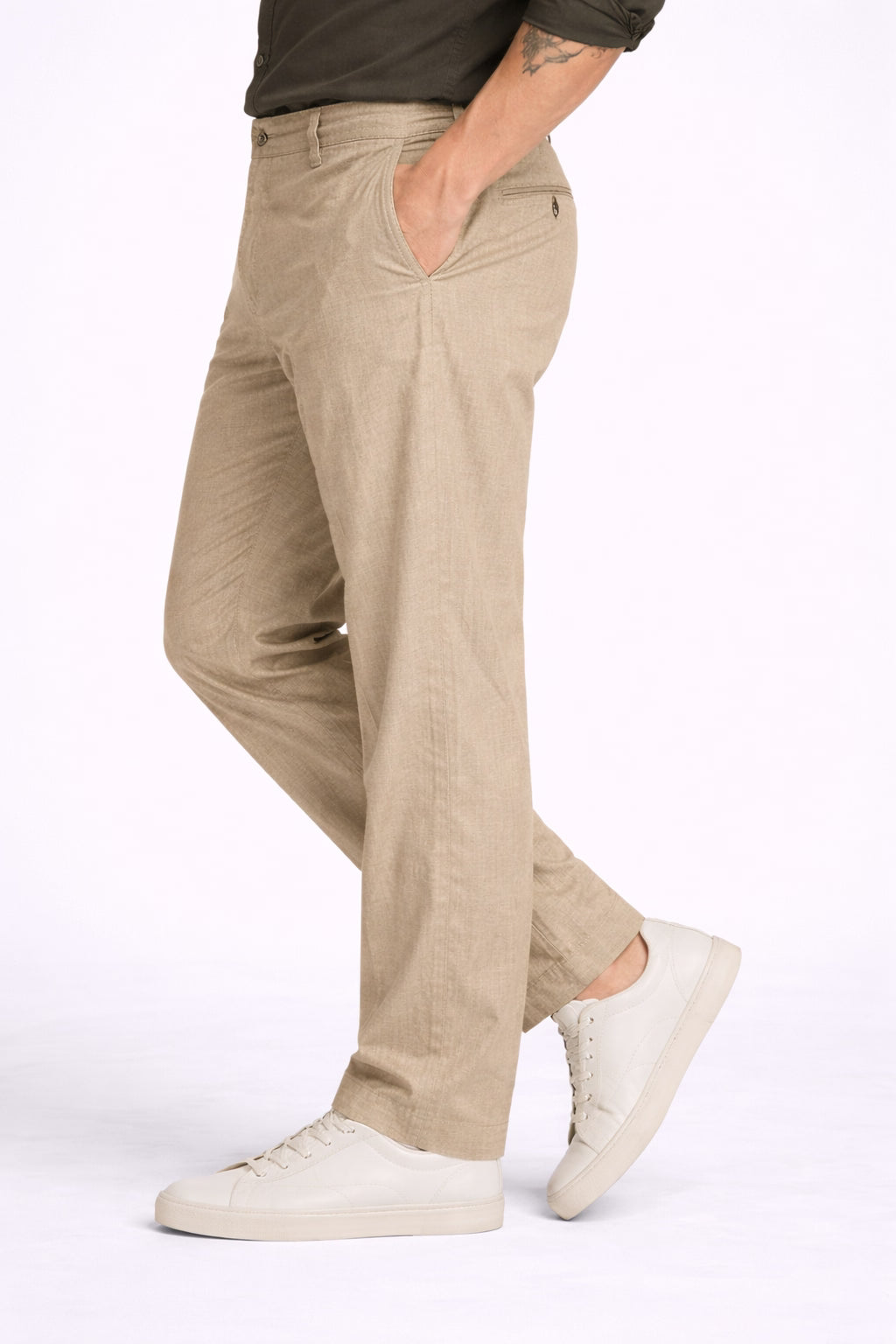 Khakhi Cotton Linen Trousers for Men
