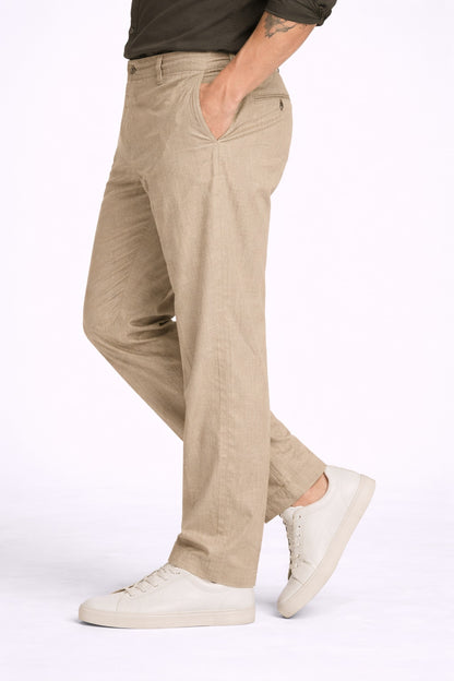 Khakhi Cotton Linen Trousers for Men