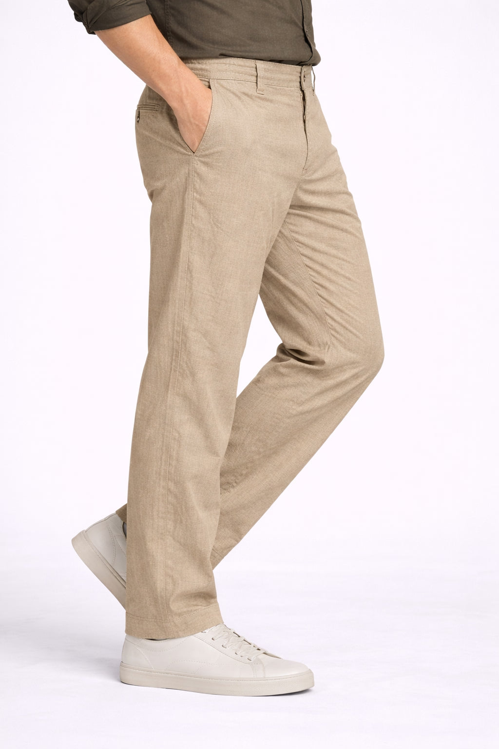 Khakhi Cotton Linen Trousers for Men