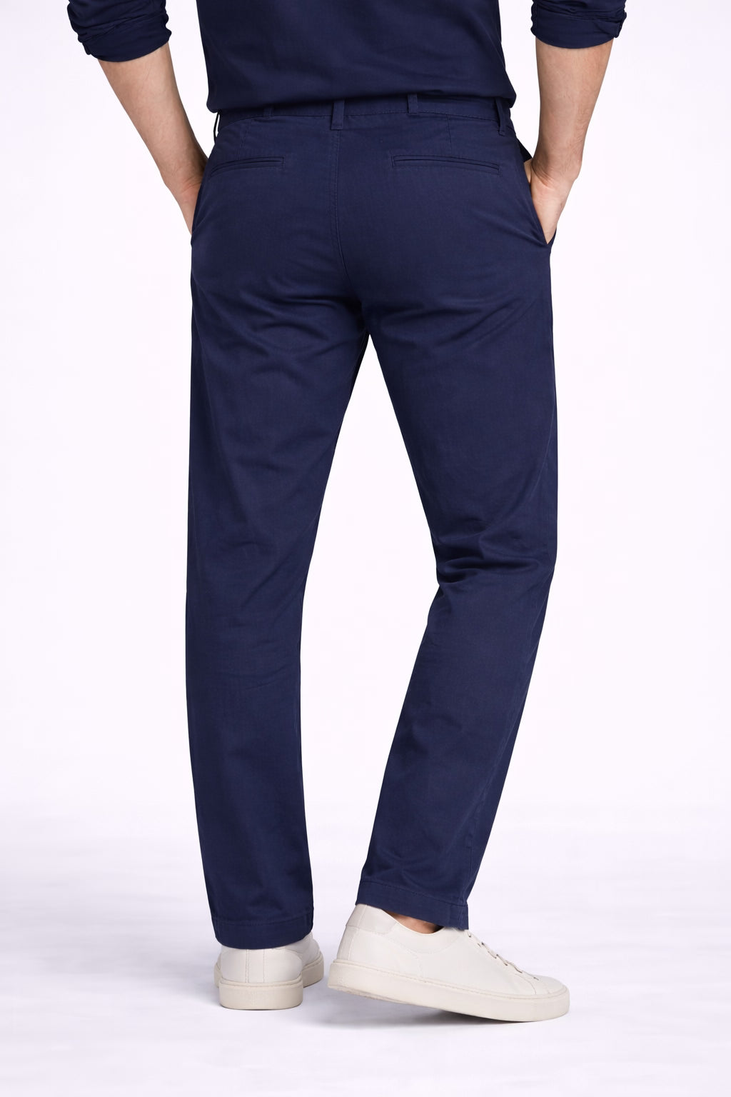 Navy Cotton Linen Trousers for Men