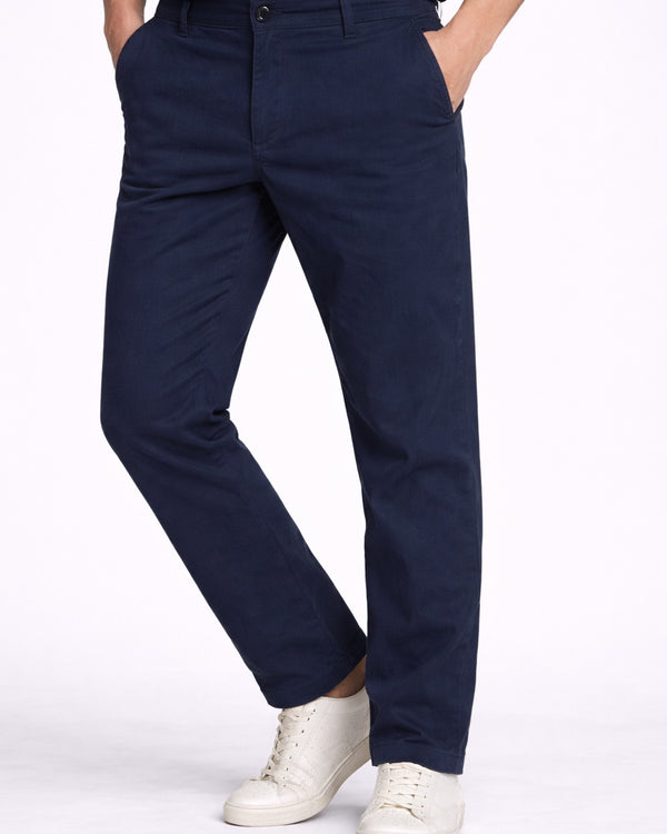 Navy Cotton Linen Trousers for Men