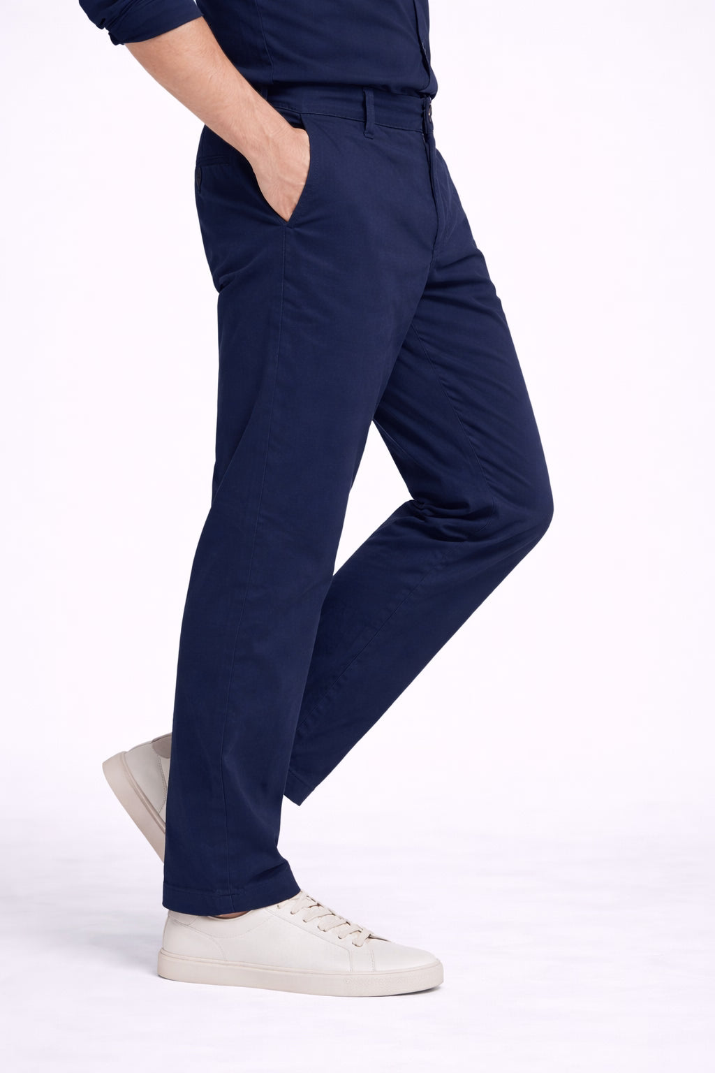 Navy Cotton Linen Trousers for Men