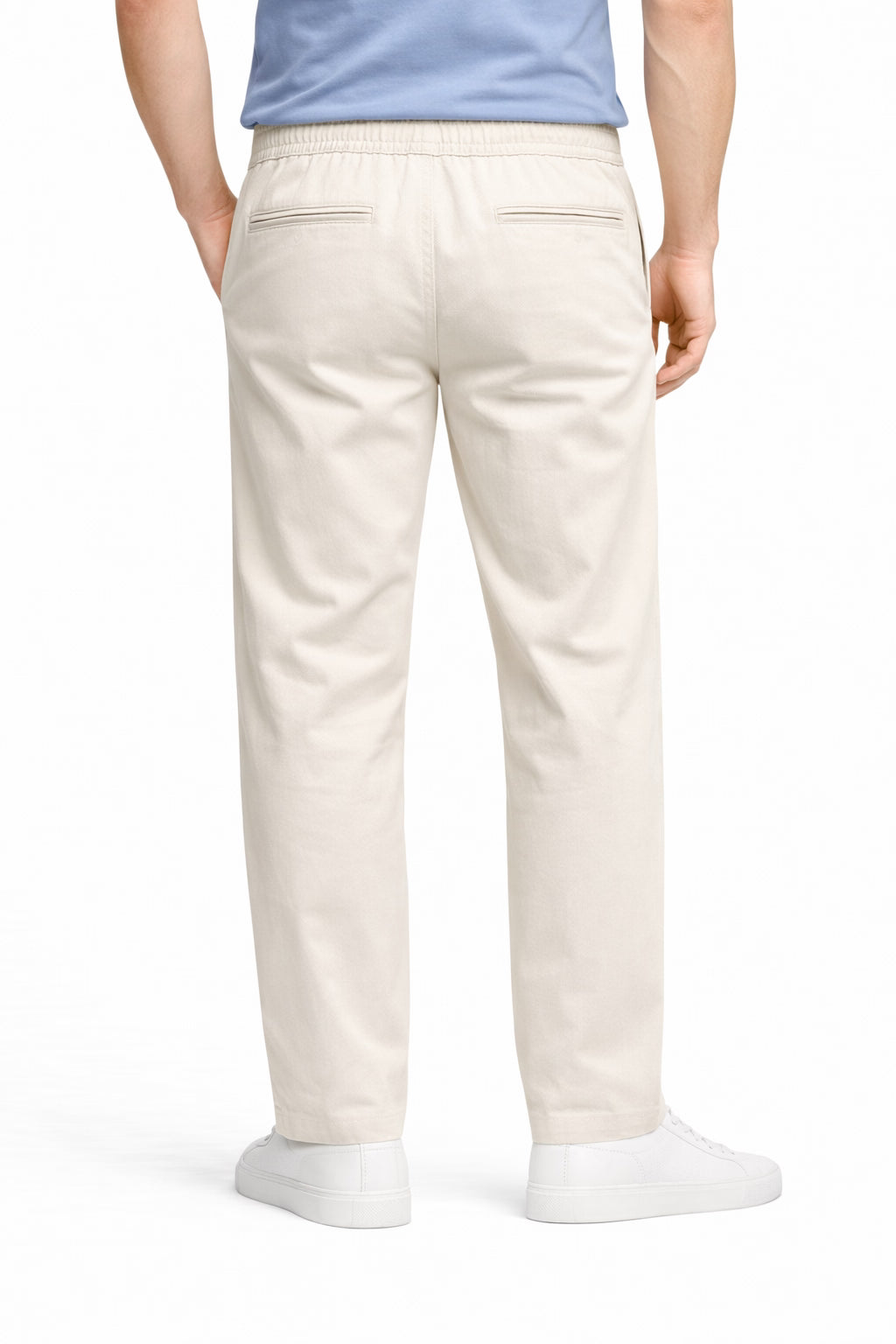 Men’s Off White Twill Trousers | Smart Casual Pants