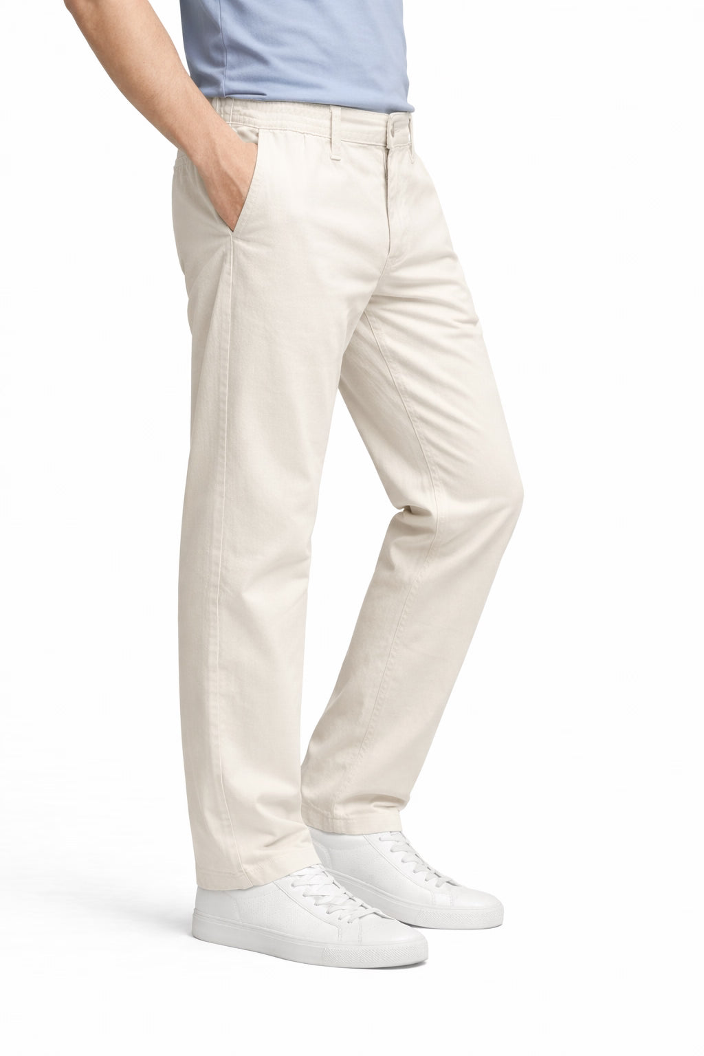 Men’s Off White Twill Trousers | Smart Casual Pants