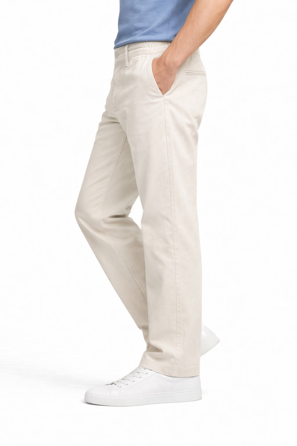 Men’s Off White Twill Trousers | Smart Casual Pants