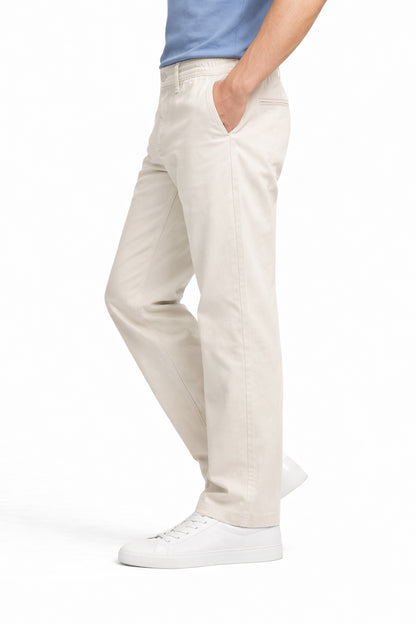 Men’s Off White Twill Trousers | Smart Casual Pants