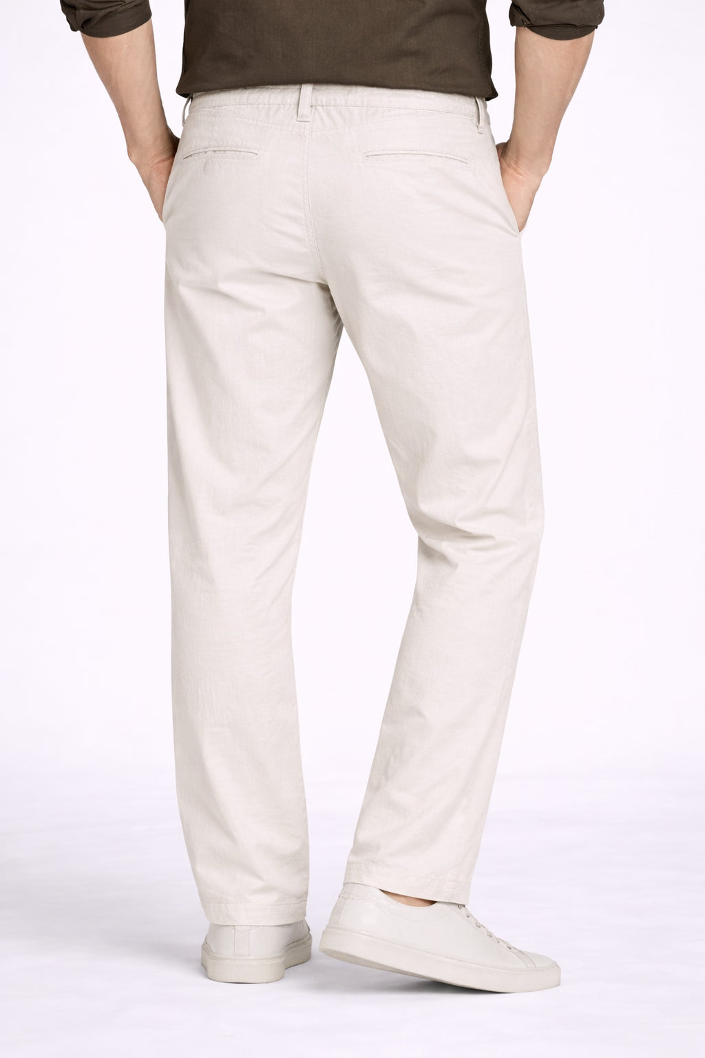 Off-White Cotton Linen Trousers for Men