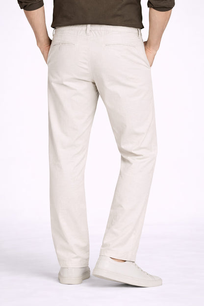 Off-White Cotton Linen Trousers for Men