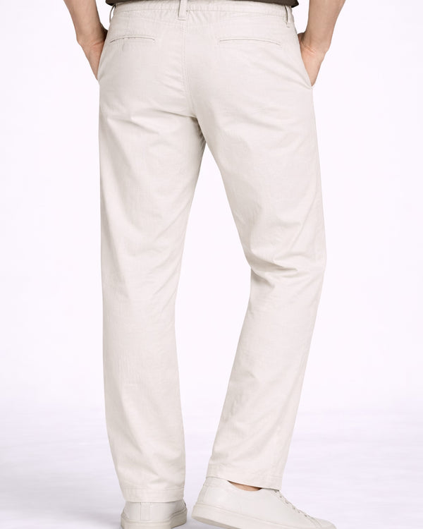 Off-White Cotton Linen Trousers for Men
