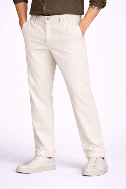 Off-White Cotton Linen Trousers for Men