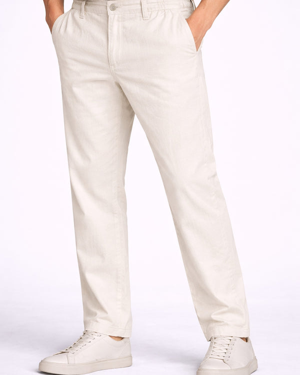 Off-White Cotton Linen Trousers for Men
