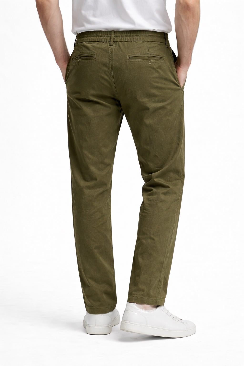 Men’s Olive Green Twill Trousers | Smart Casual Pants