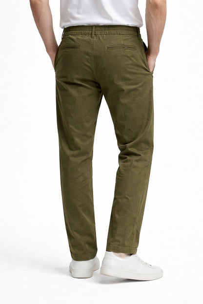 Men’s Olive Green Twill Trousers | Smart Casual Pants