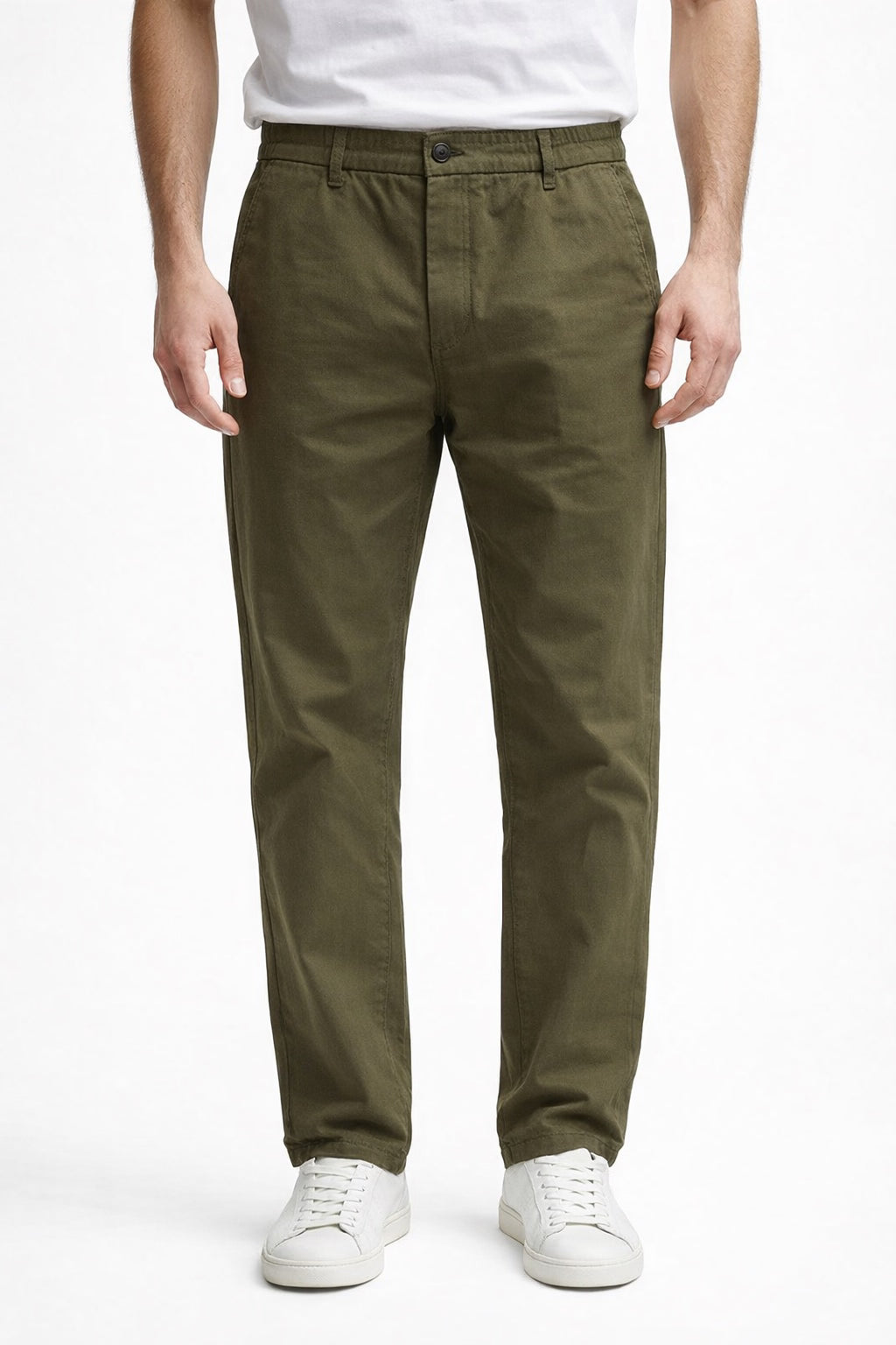 Men’s Olive Green Twill Trousers | Smart Casual Pants